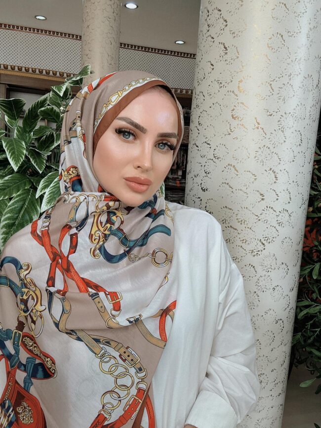 Hermes Zincir Desen Pamuk Soft Şal 61532 - Kahve