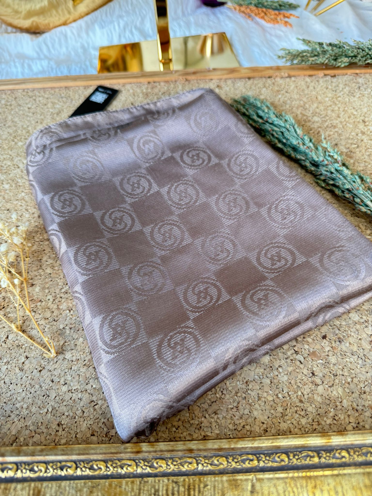 Vakko İthal İpek Jakar Şal - Vizon