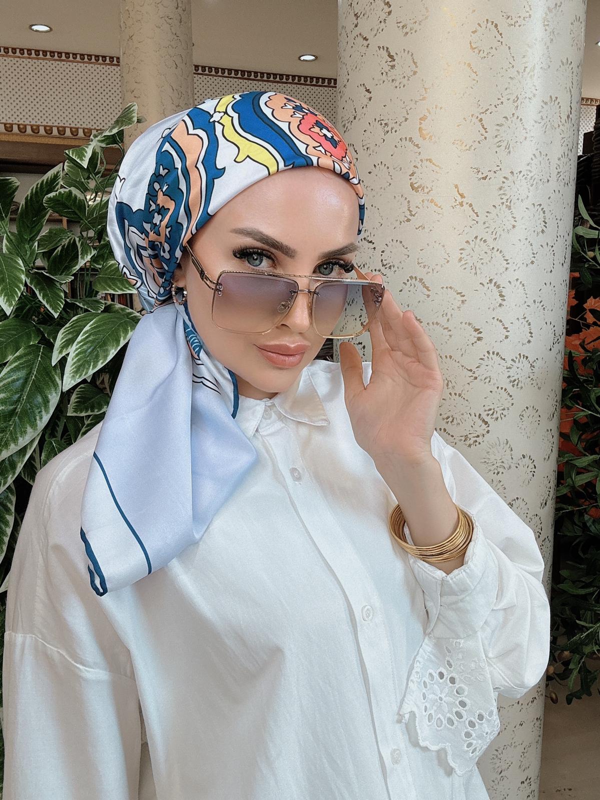 VAKKO ETNİK DESEN TWİLL EŞARP 78963 - SAKS - Görsel 3