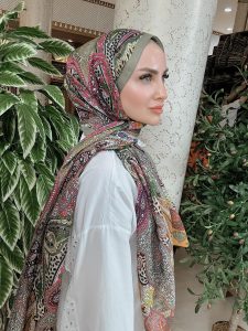 Etnik Etro Desen Pamuk Soft Şal 61534 - Haki