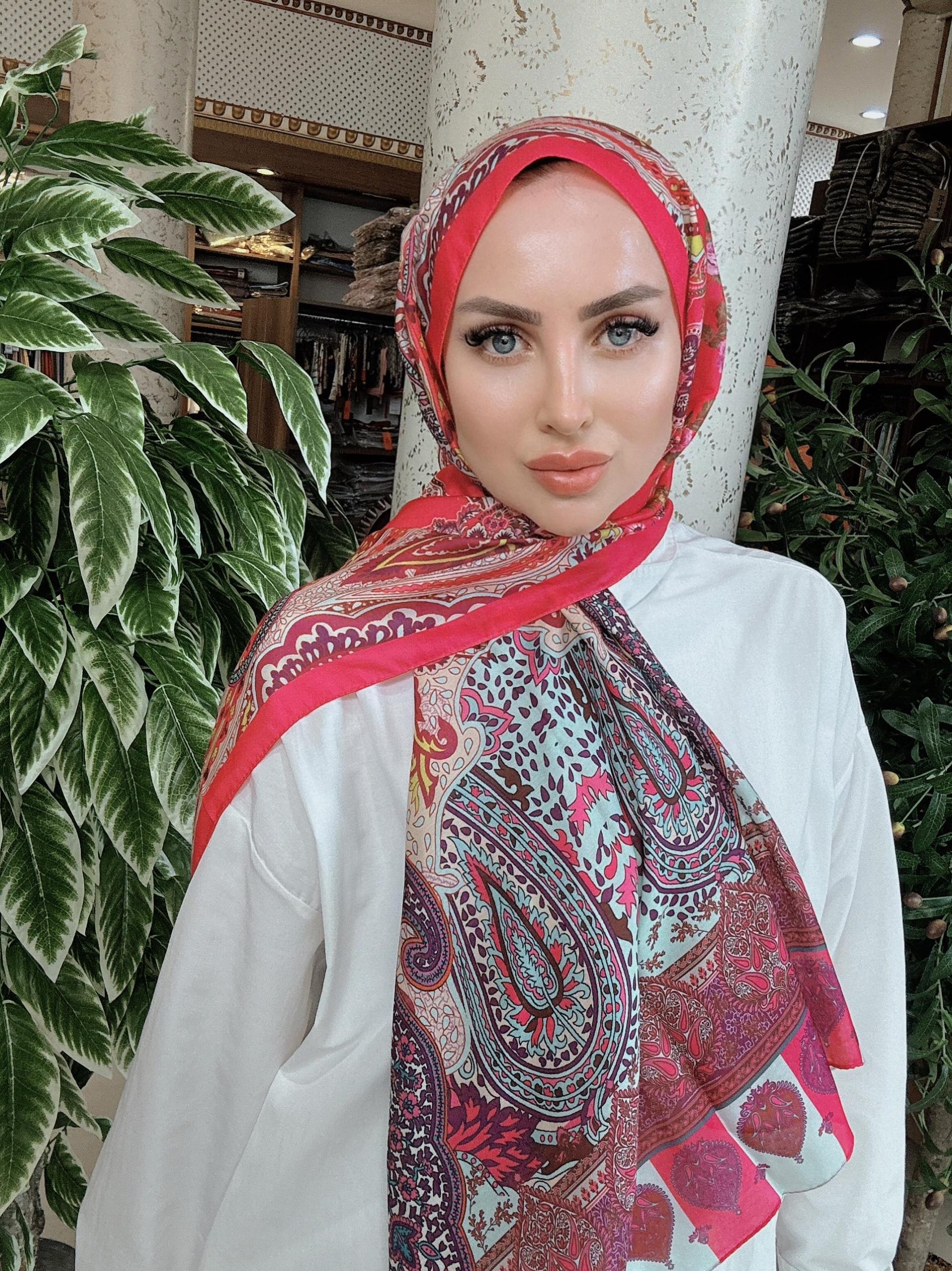 Etnik Etro Desen Pamuk Soft Şal 61534 - Fuşya