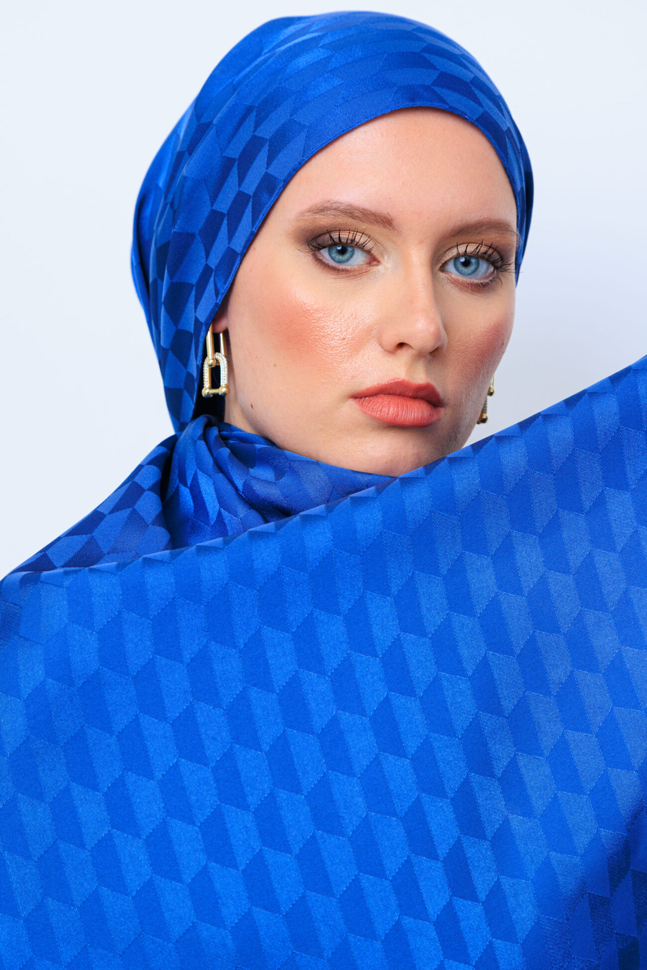 Qoza Desen İpeksi Jakar Şal - İndigo