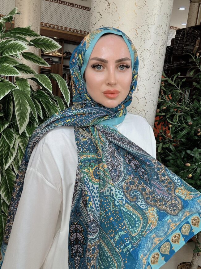 Etnik Etro Desen Pamuk Soft Şal 61534 - TURKUAZ