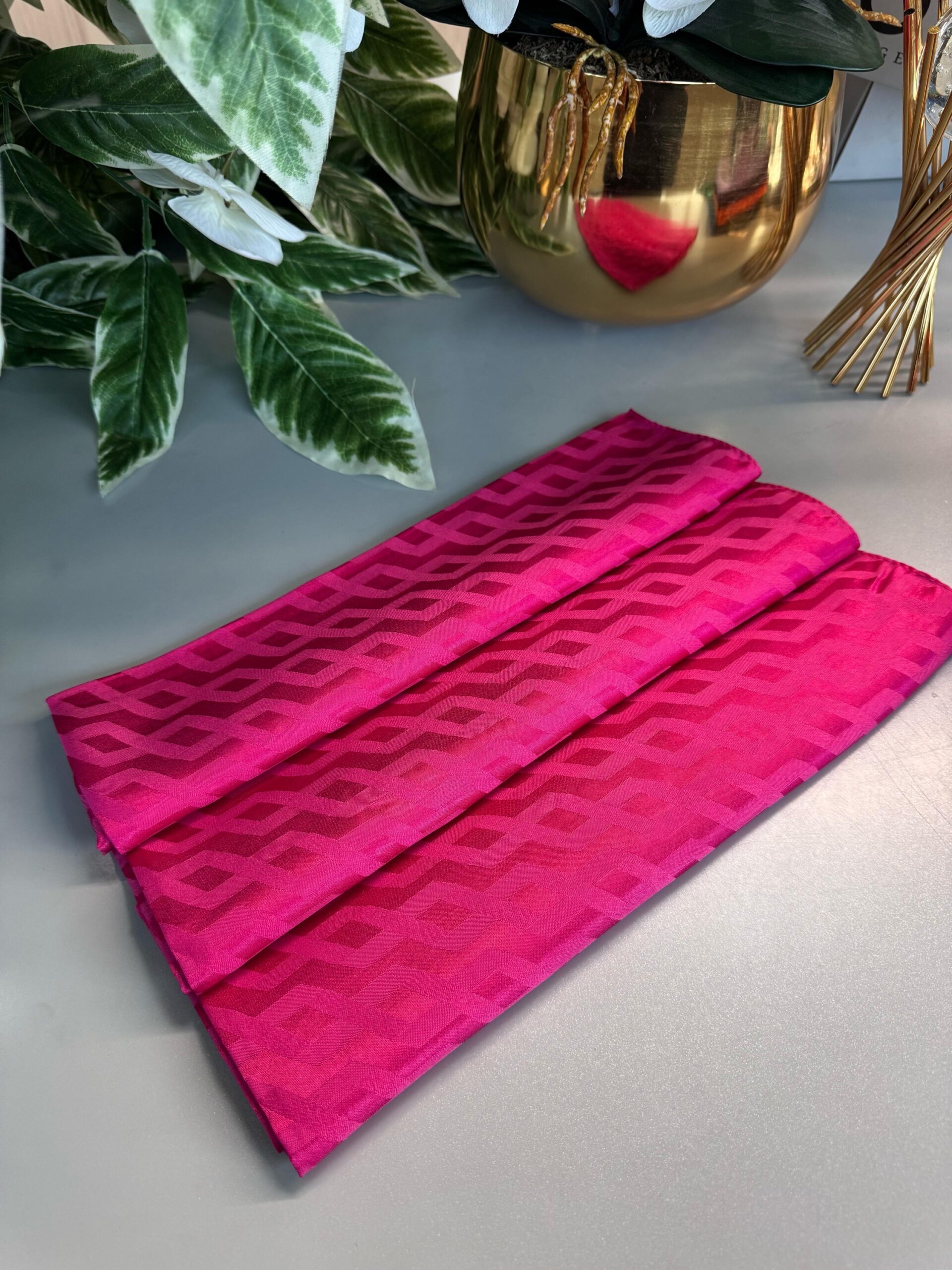 Zigzag Desen Pamuk Jakar Şal - Fuşya