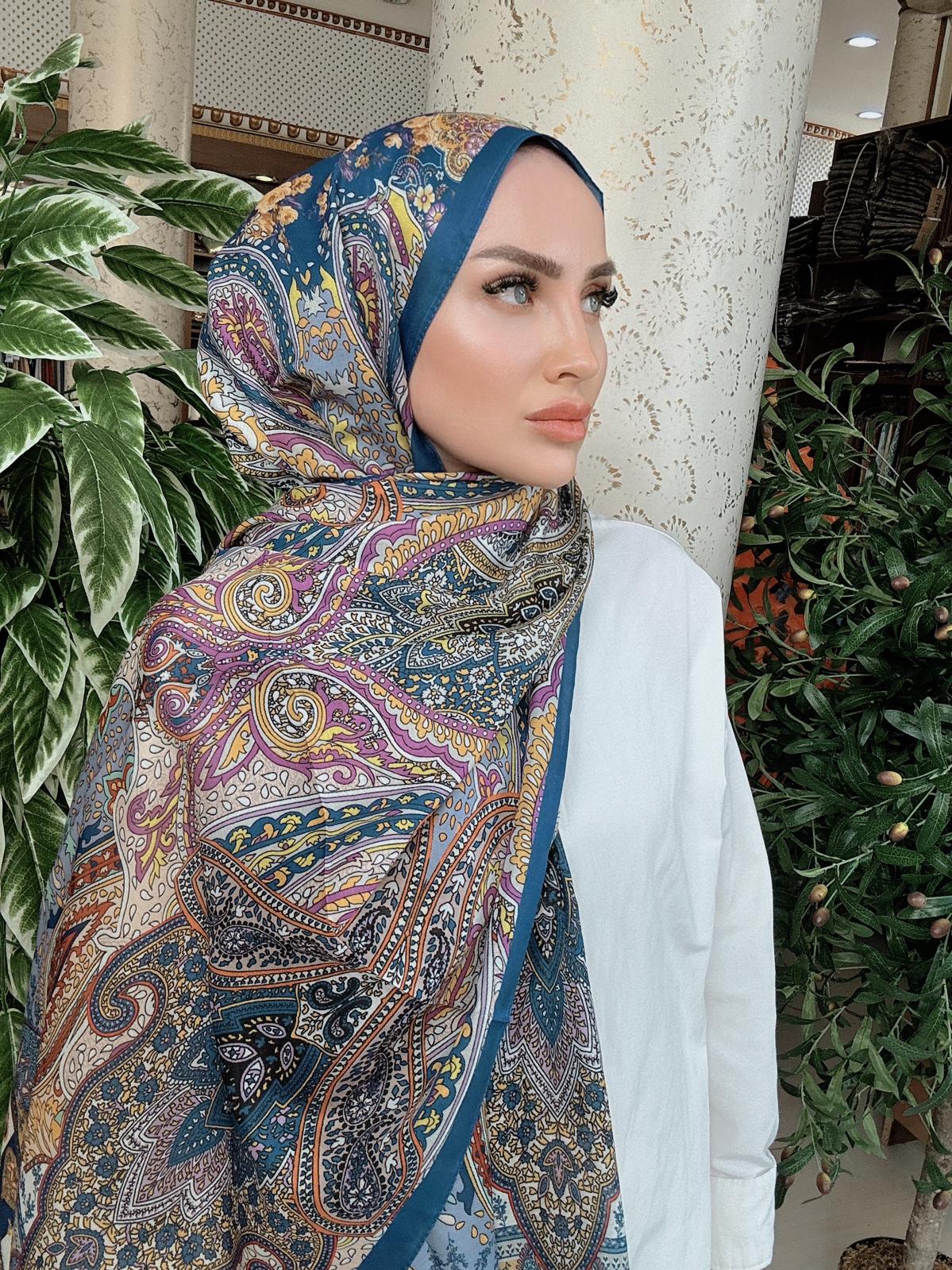 Etnik Etro Desen Pamuk Soft Şal 61534 - Saks