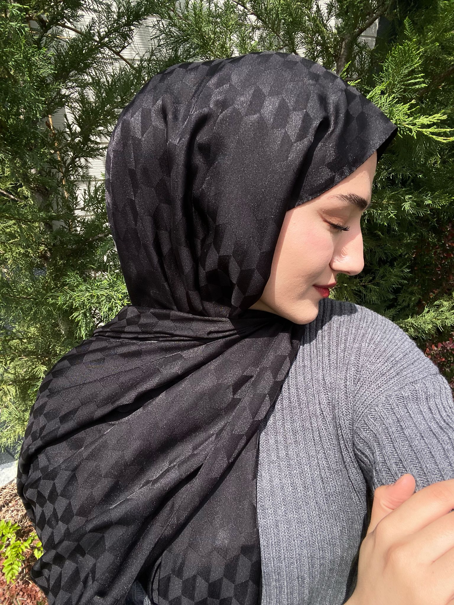 Qoza Desen İpeksi Jakar Şal - Siyah - Görsel 6