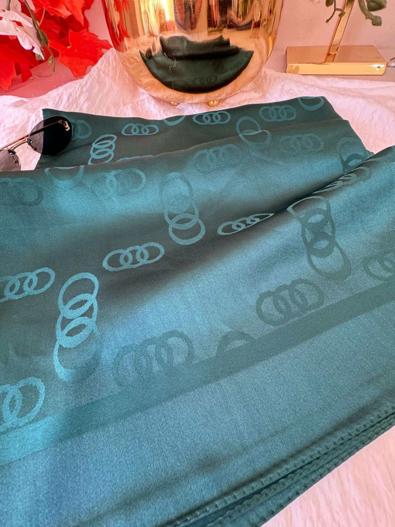 Halka Desen Parlak Jakar Şal - Turkuaz