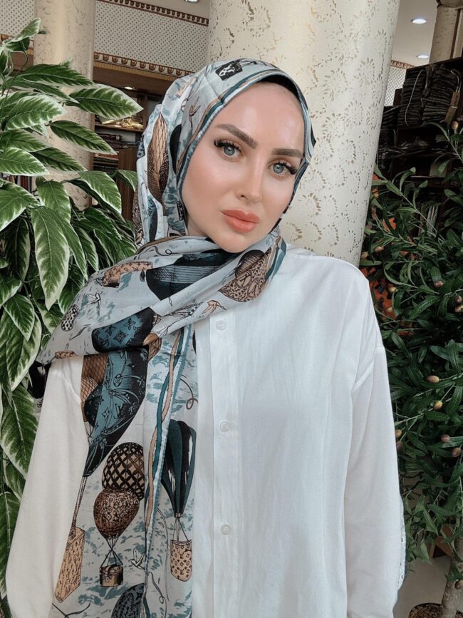 LV DESEN İTHAL VUAL İPEK ŞAL 15801- TURKUAZ