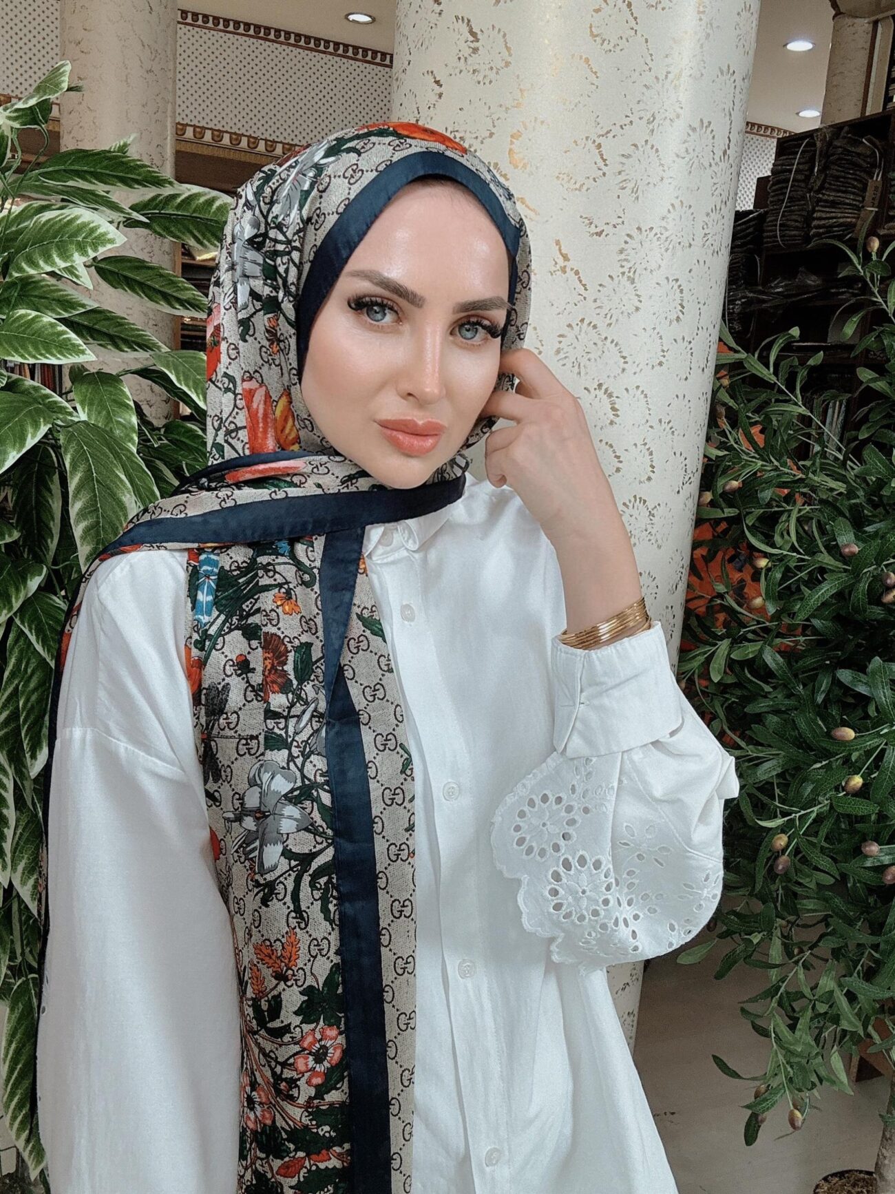 GUCCİ DESEN İTHAL VUAL İPEK ŞAL 15801- VİZON