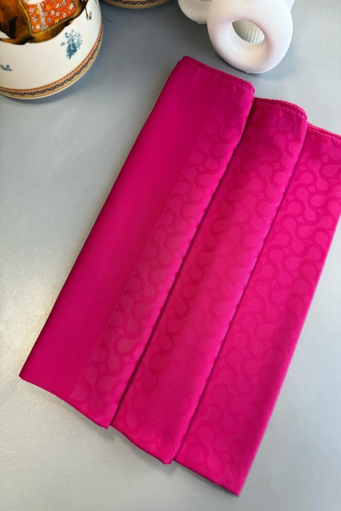 Bloom Desen Pamuk İpeksi Jakar Şal - Fuşya