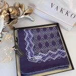 Vakko Şerit Desen Pamuk Soft Eşarp 14589 - Mürdüm