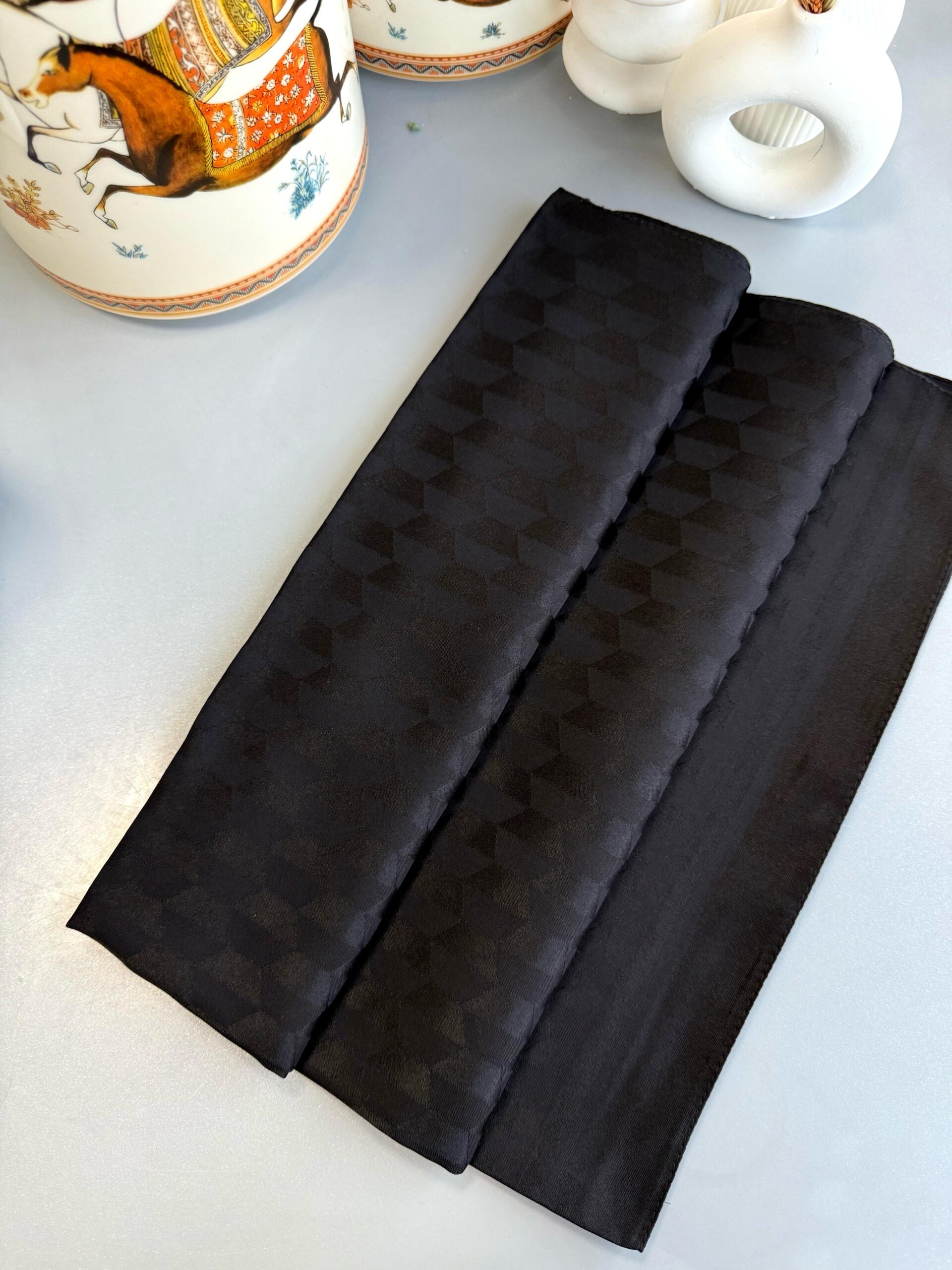 Qoza Desen İpeksi Jakar Şal - Siyah - Görsel 5