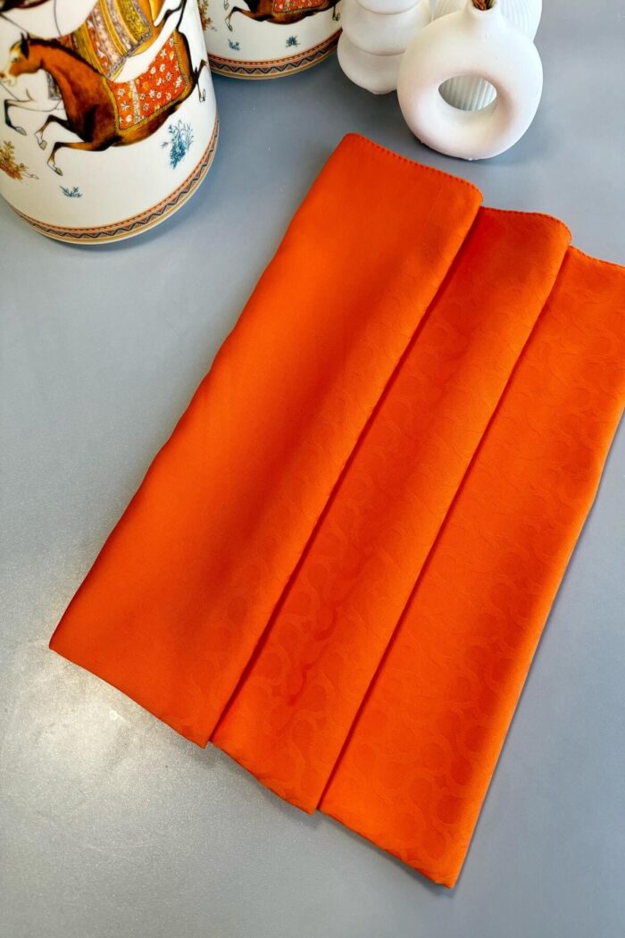 Bloom Desen Pamuk İpeksi Jakar Şal - Turuncu