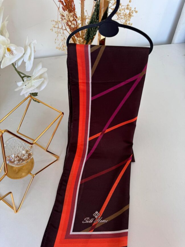 silk home pamuk ipek şal Kahve turuncu