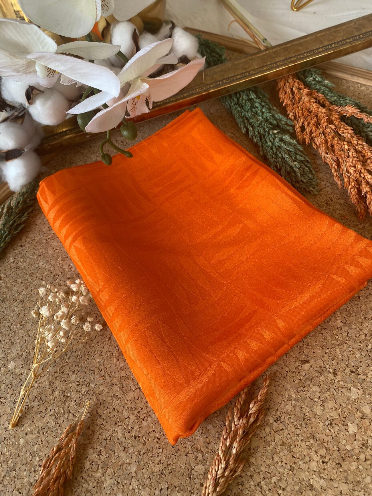 Kibrit Desen İpeksi Jakar Şal 44511 - Turuncu