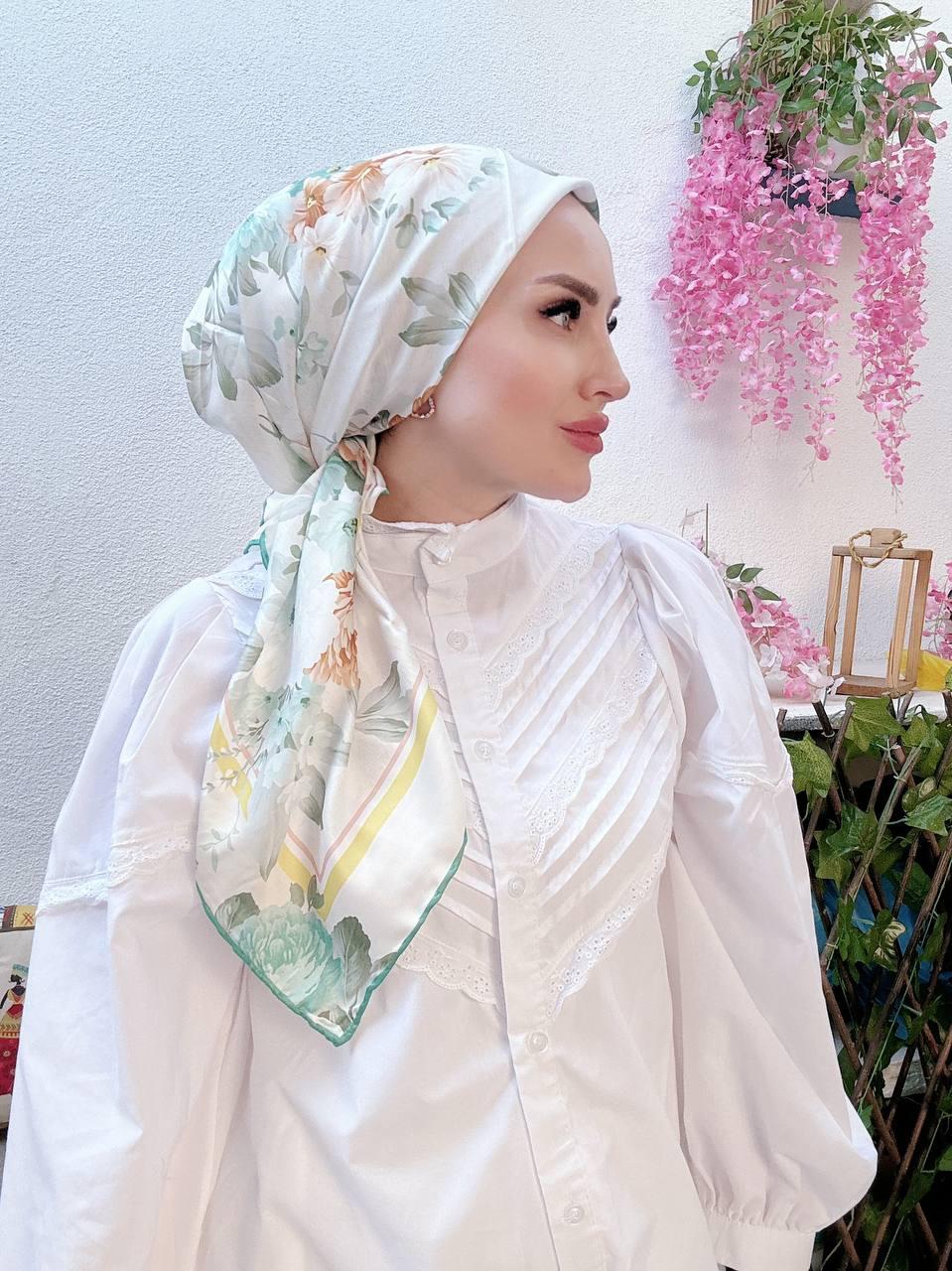 Vakko Çiçek Desen Eşarp - Mint - Görsel 2