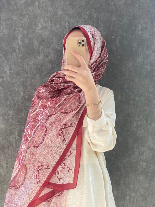 Etro Yeni Sezon İthal Etnik Desen Vual İpek Şal - Bordo