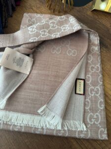 İthal A Kalite Gucci Yun İpek Çİft Taraflı Şal 87452 - Bej