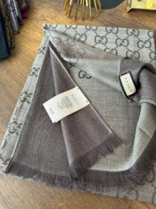 Gucci Yun İpek Çİft Taraflı Şal 87452 - Bej/Kahve