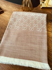 Gucci Yun İpek Çİft Taraflı Şal 87452 - Koyu Bej