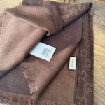 Gucci Yun İpek Çİft Taraflı Şal 87452 - Kahve