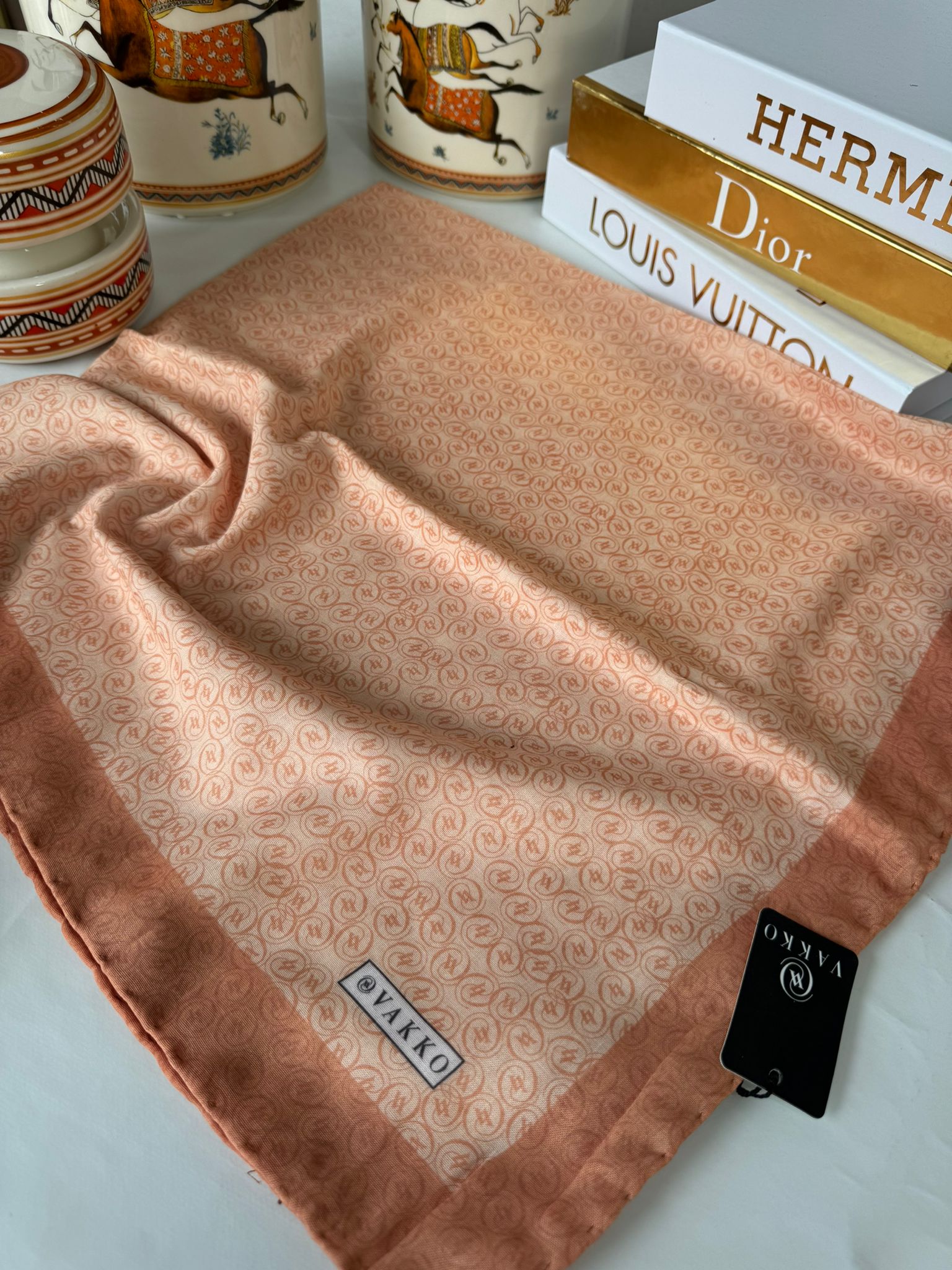 Vakko Badem Desen Pamuk İpeksi Eşarp 38460 - Soft Turuncu