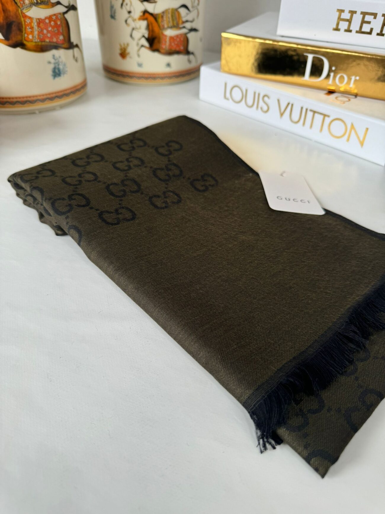 Gucci İthal Çift Taraflı Pamuk Yün İpek - Haki