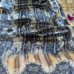 Etro Marka Yeni Sezon İthal Etnik Desen Vual İpek Şal - Gece Mavisi