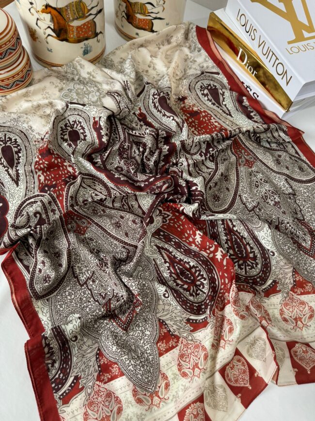 Etnik Etro Desen Pamuk Soft Şal 61534 - Turuncu