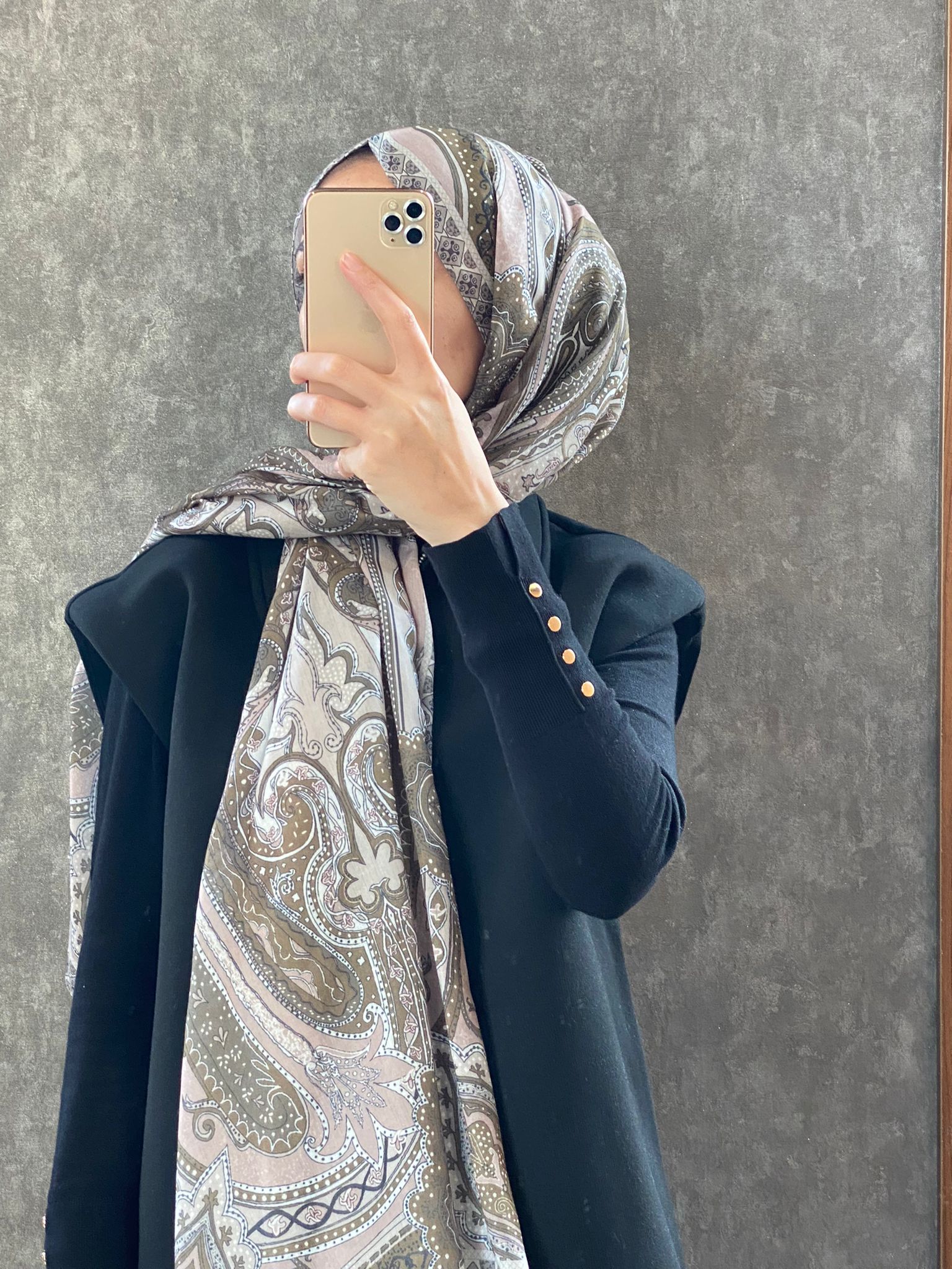 Etro Etnik Desen Pamuk Soft Şal 36631 -Vizon - Görsel 2