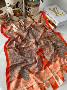 Etnik Etro Desen Pamuk Soft Şal 61534 - Bal Kabağı