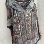 Etro Marka Yeni Sezon İthal Etnik Desen Vual İpek Şal - Siyah