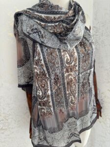 Etro Marka Yeni Sezon İthal Etnik Desen Vual İpek Şal - Siyah