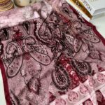 Etnik Etro Desen Pamuk Soft Şal 61534 - Vişne