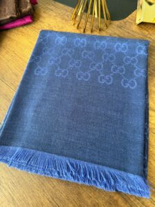 Gucci Yun İpek Çİft Taraflı Şal 87452 - Mavi