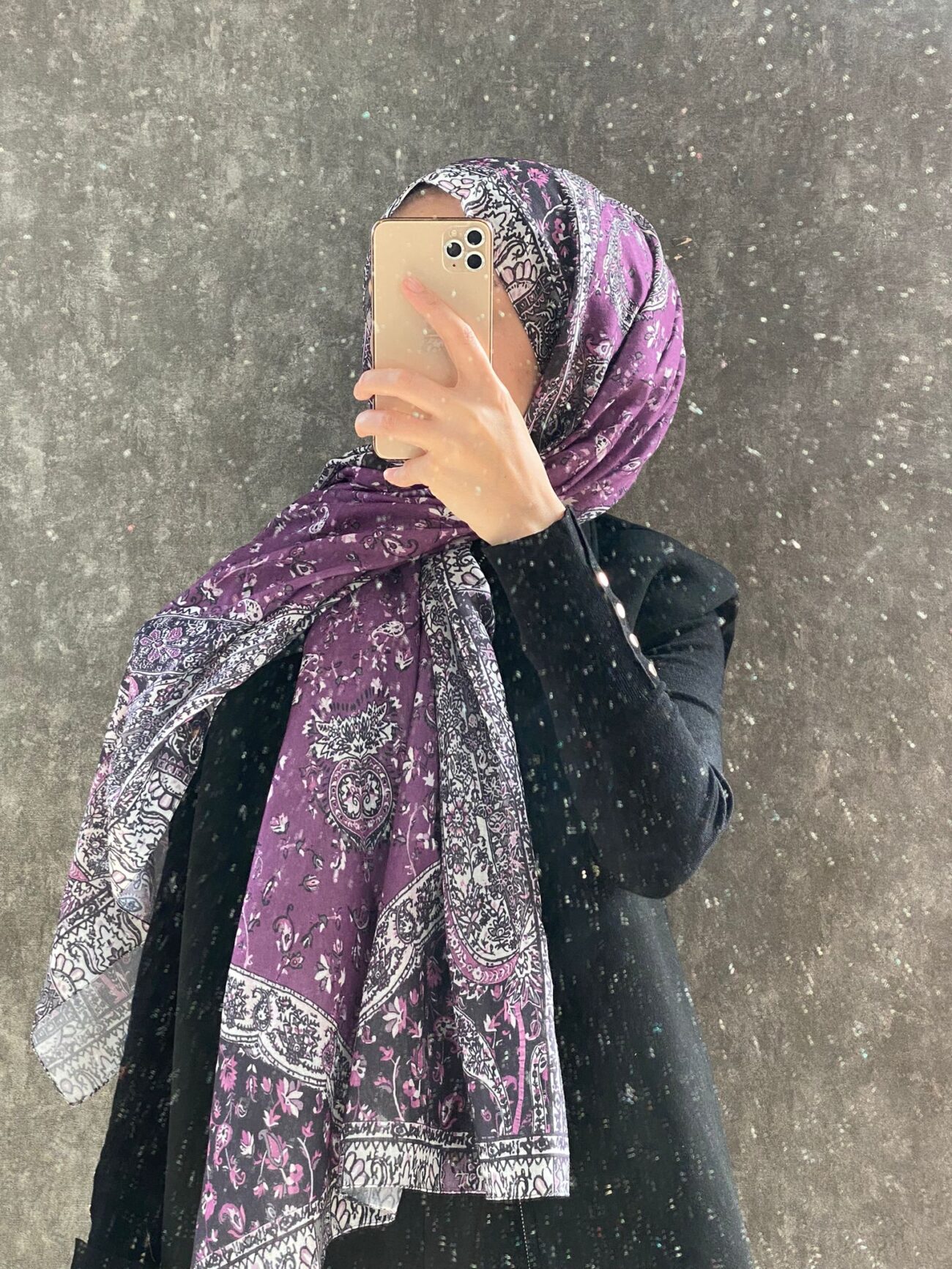 Etro Etnik Desen Pamuk Soft Şal 37631 - Mor - Görsel 2
