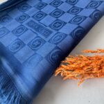 Vakko Çift Taraflı İtalyan Pamuk İpek Şal 96512 – Mavi