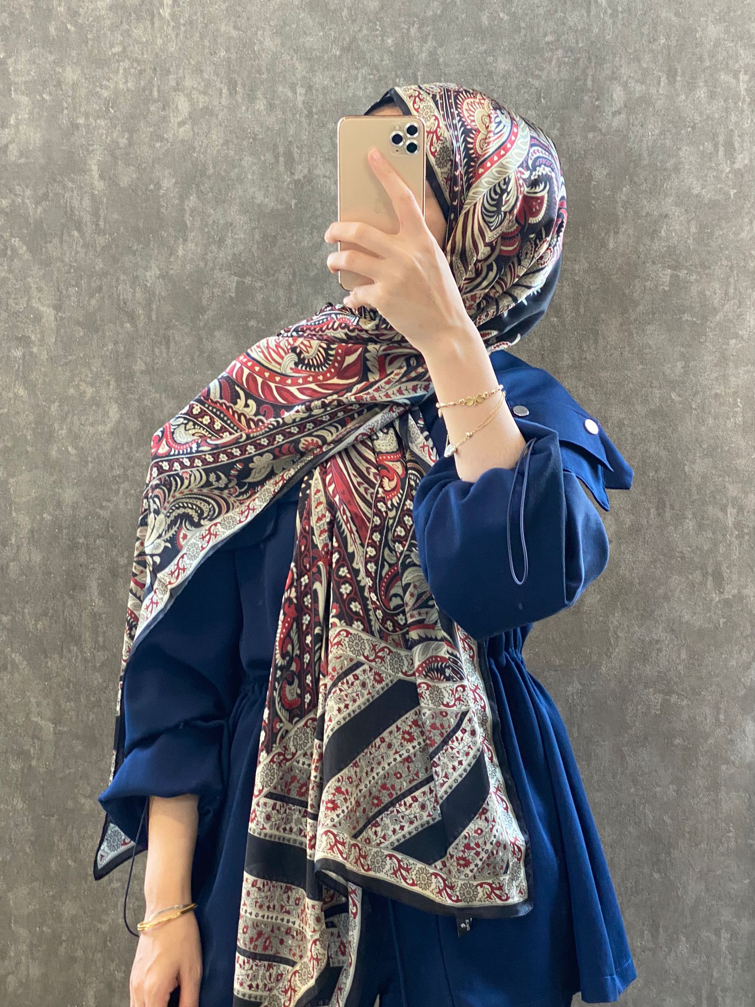 İTHAL ETRO DESEN NEW VUAL İPEK ŞAL 44344 - Vişne - Görsel 3