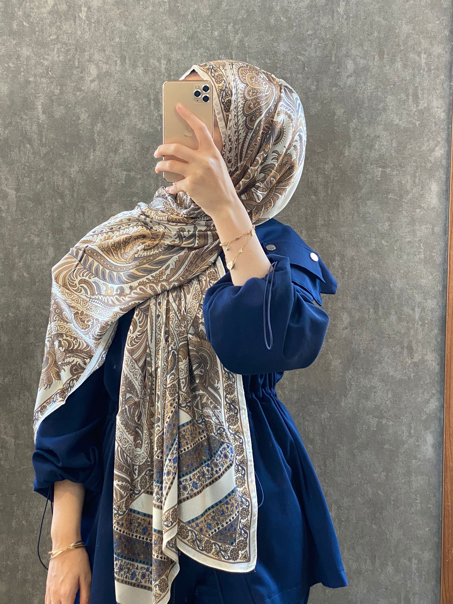 İTHAL ETRO DESEN NEW VUAL İPEK ŞAL 44344 - Camel - Görsel 2