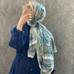 İTHAL ETRO DESEN NEW VUAL İPEK ŞAL 44344 - Turkuaz