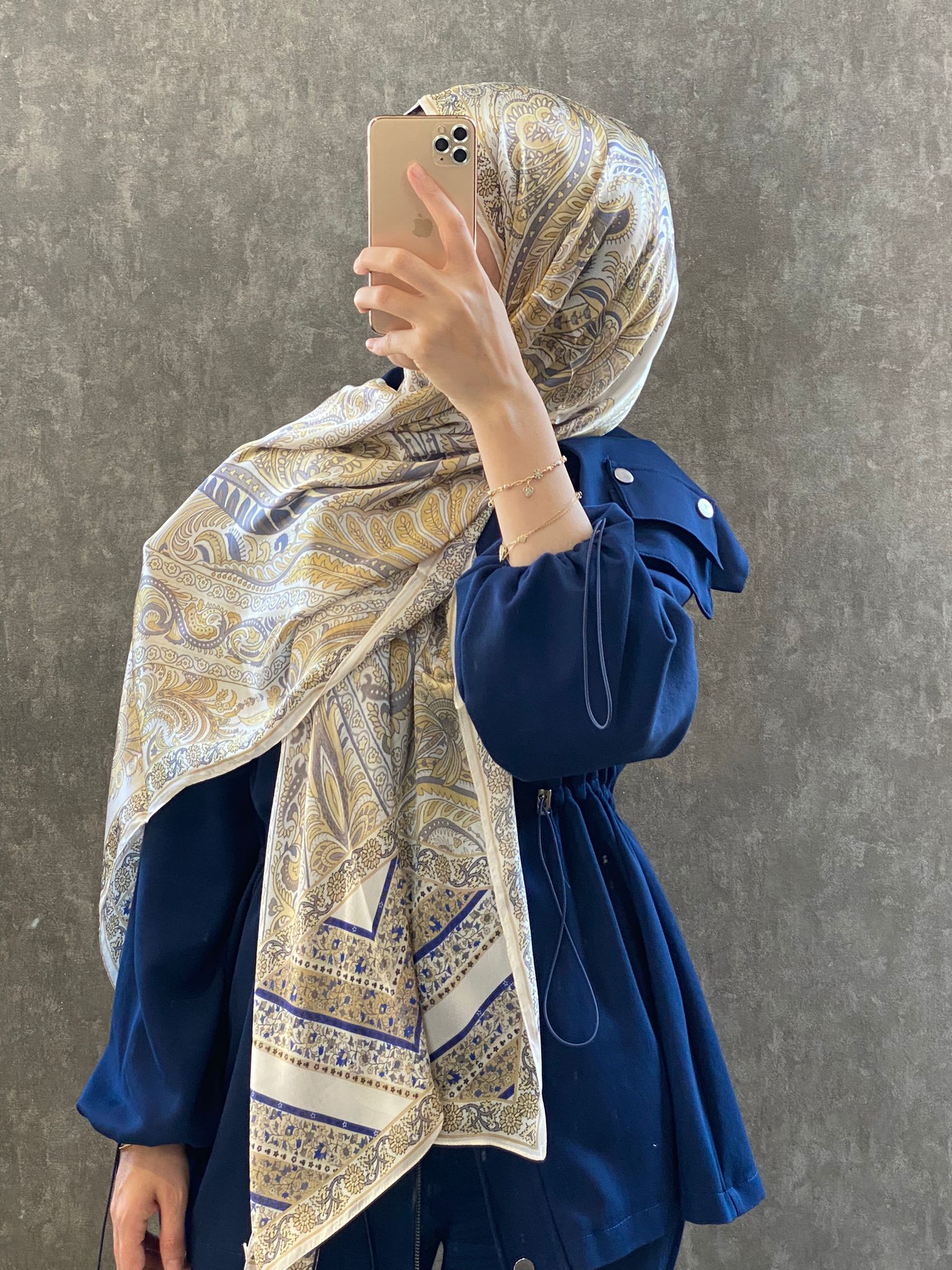 İTHAL ETRO DESEN NEW VUAL İPEK ŞAL 44344 -Sarı - Görsel 2