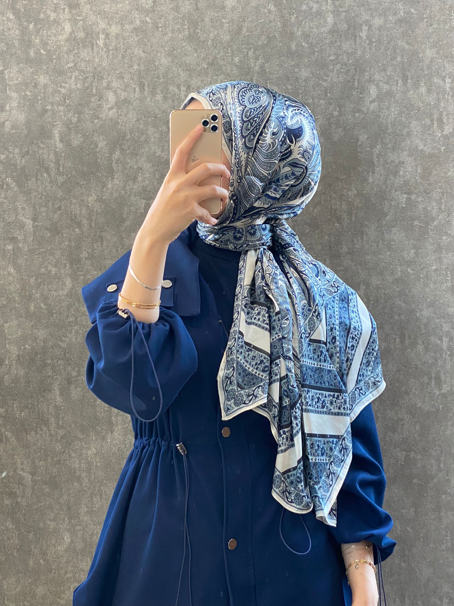 İTHAL ETRO DESEN NEW VUAL İPEK ŞAL 44344 -Mavi - Görsel 3