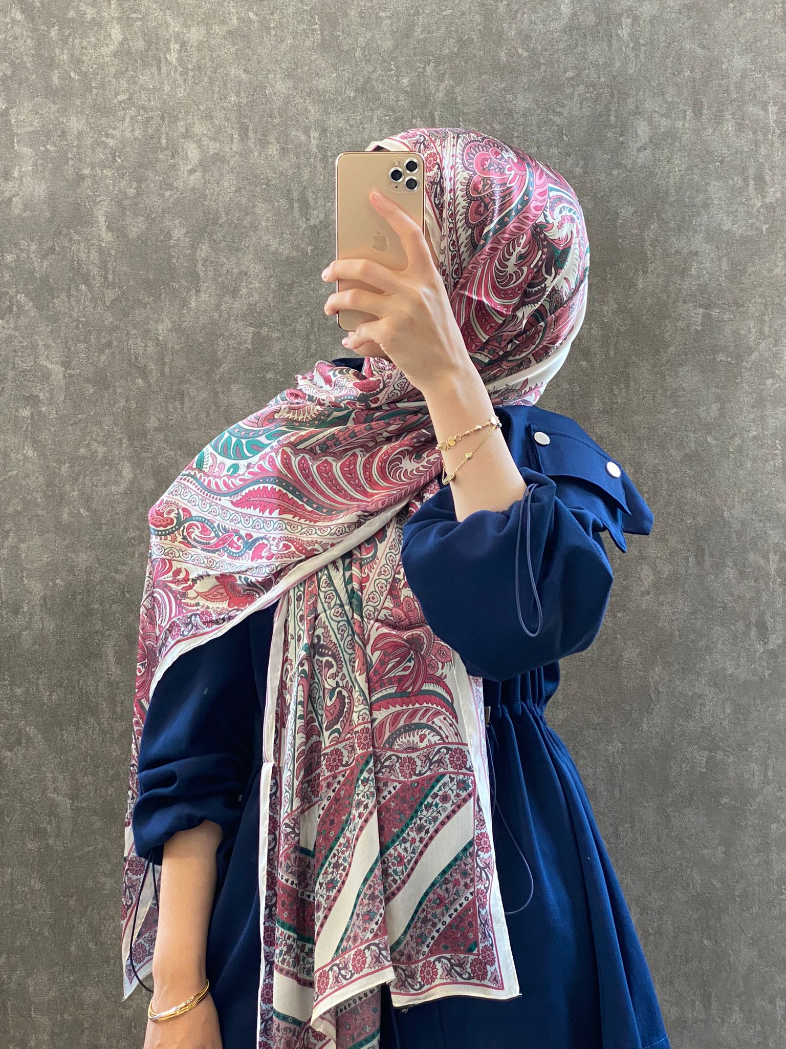 İTHAL ETRO DESEN NEW VUAL İPEK ŞAL 44344 -Pembe - Görsel 2