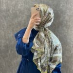 İTHAL ETRO DESEN NEW VUAL İPEK ŞAL 44344 -Yağ yeşili