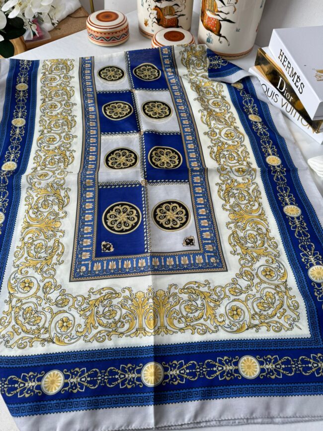 Versace Pamuk İpek Şal -Saks-Vizon