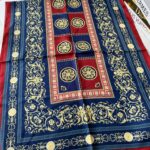 Versace Pamuk İpek Şal 50232 - Bordo-Lacivert