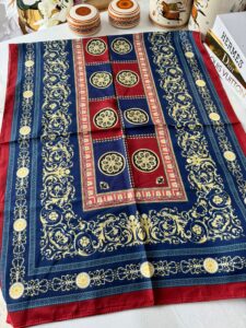 Versace Pamuk İpek Şal 50232 - Bordo-Lacivert