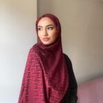 Fendi Desenli İpek Kaşmir Çift Taraflı Şal 78001 - Bordo