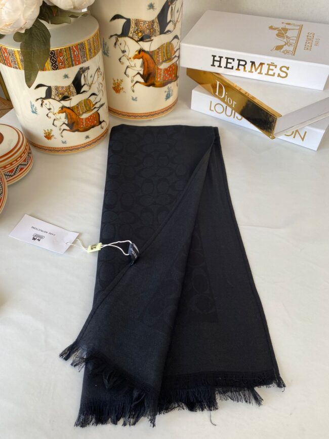 İthal Coach Çift Taraflı Pamuk Yün Şal 544381 - Siyah