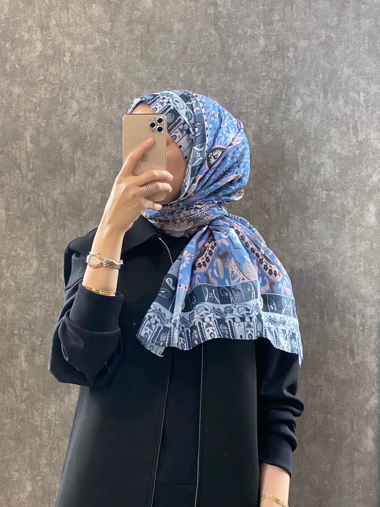 Etnik Desen Pamuk Soft Şal -852085-mavi